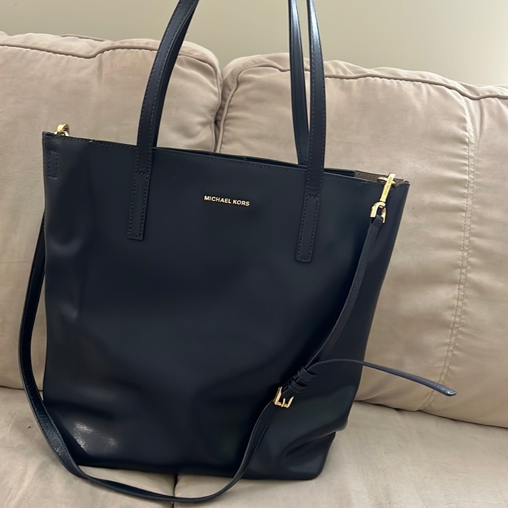 Michael Kors navy leather tote.